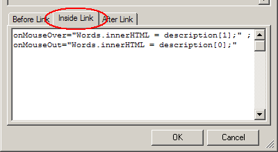 code to trigger the targeted text mouse over