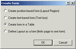 create a table based form